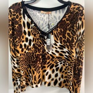 Leopard Print Long Sleeve Top